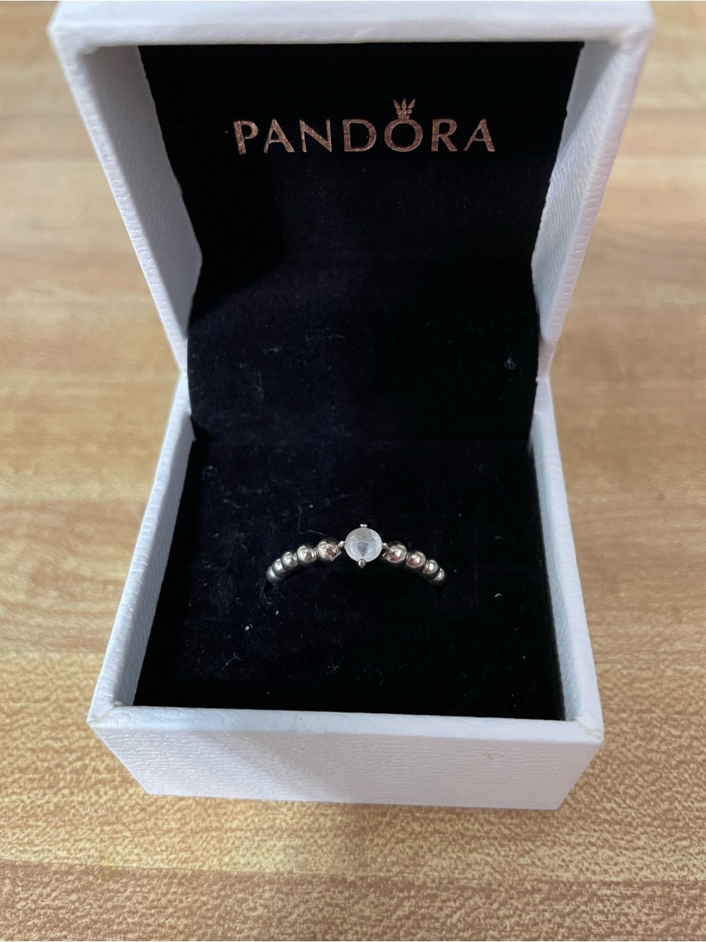 Pandora April Birthstone Beaded Ring - Silver